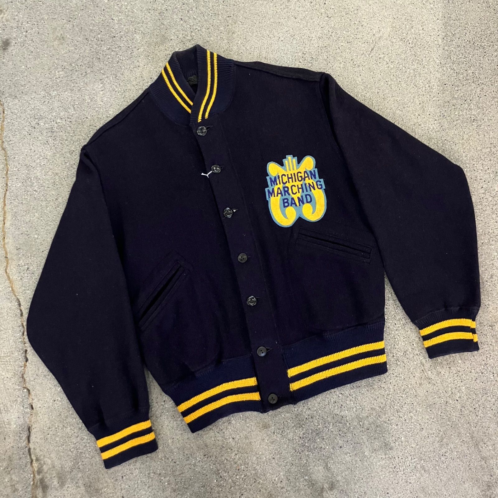 Unknown】40〜50s Wool Button Stadium Jacket 