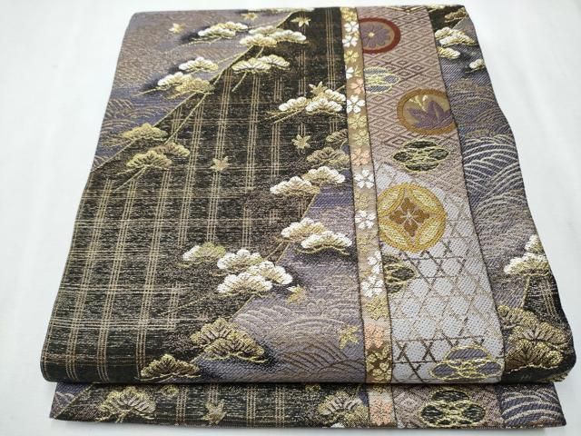 平和屋着物○六通柄袋帯 雪輪文 金糸 やまと誂製 正絹 逸品