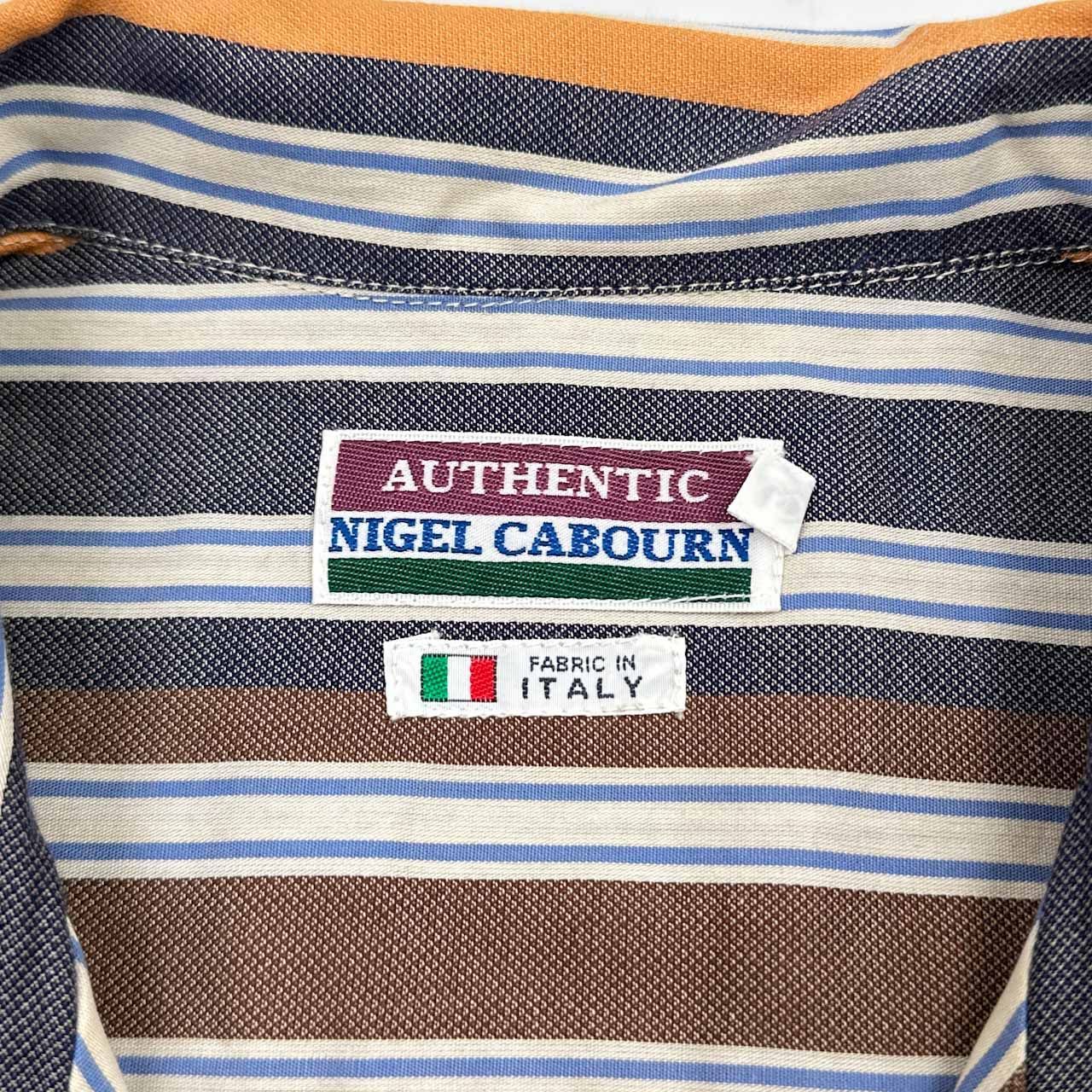 90s NIGEL CABOURN アングローバル期 イタリア製生地 ストライプ 開襟 