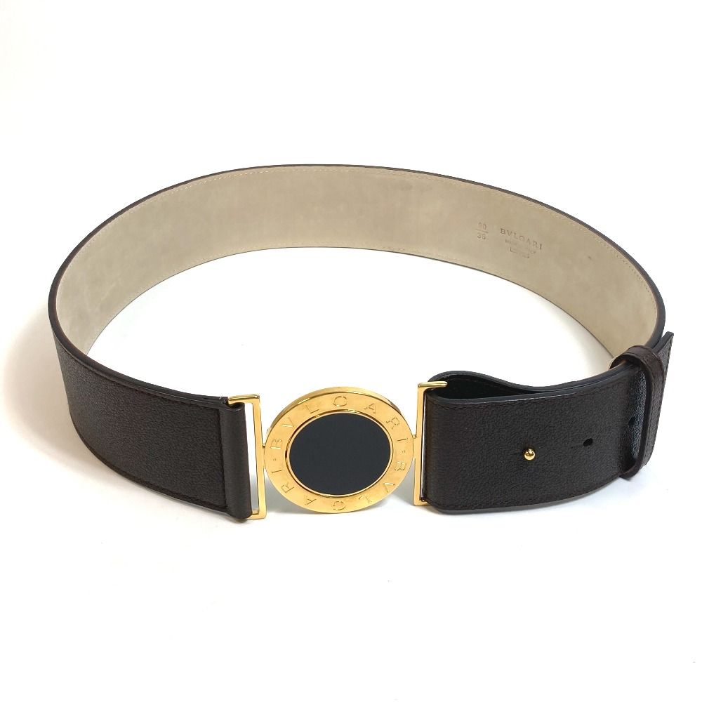 BVLGARI ダークブラウンレザーベルト BVLGARI ブルガリ レザー ベルト ダークブラウン シルバー金具