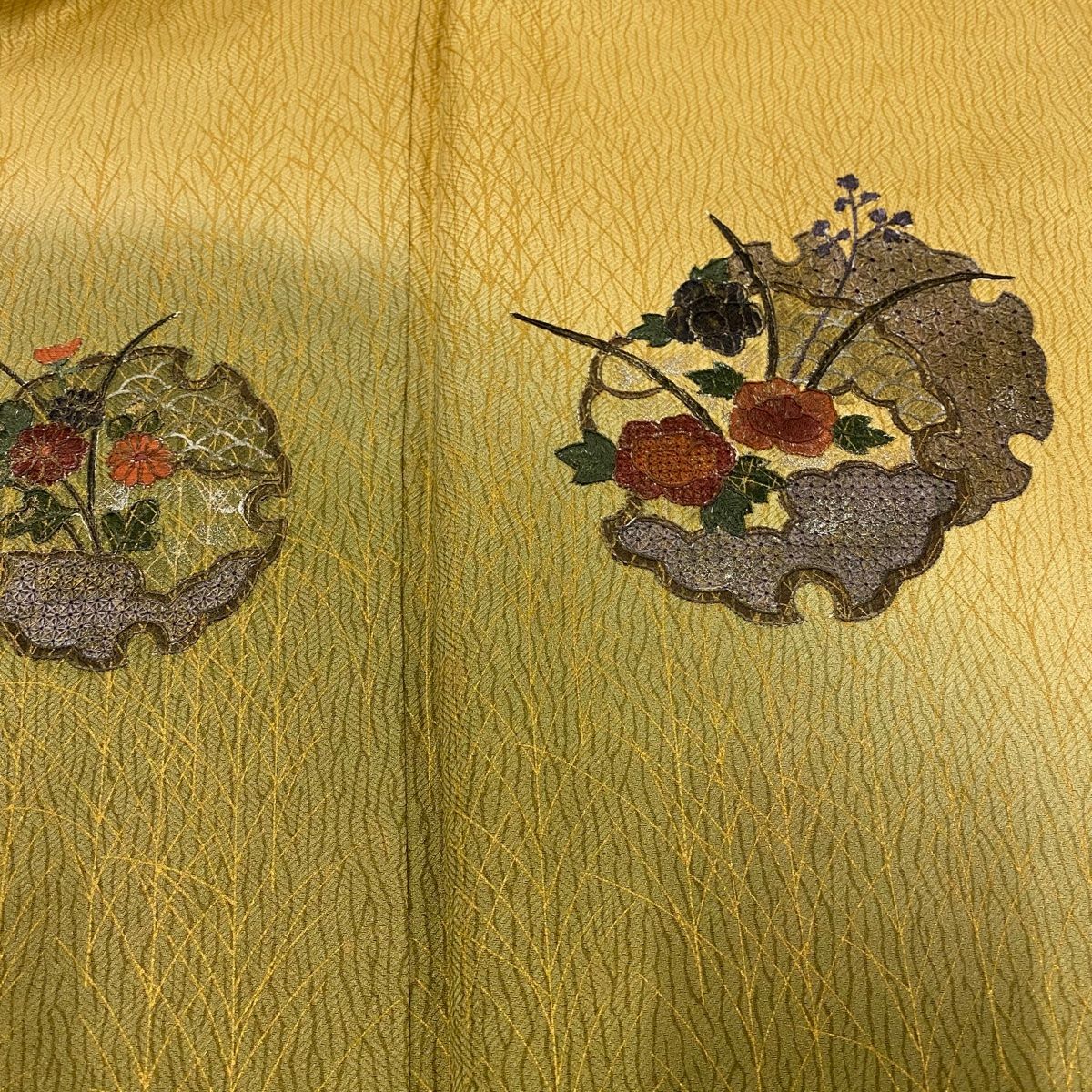 平和屋着物▽訪問着 手描き 草花文 正絹 逸品 AAAT5107ck