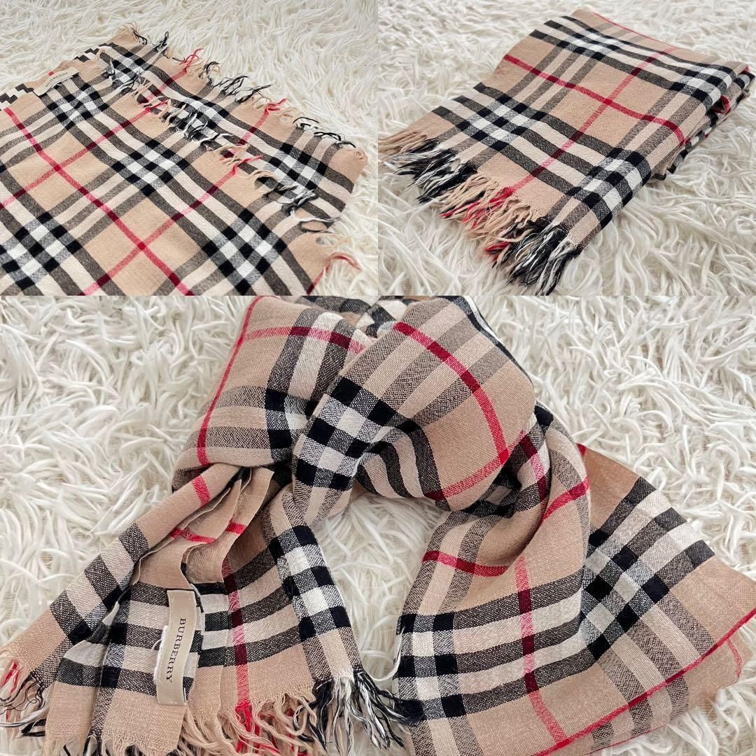 美品 BURBERRY バーバリー ストール マフラー フリンジ ノバチェック ウール シルク アンティークイエロー ベージュ メンズ レディース -  メルカリ