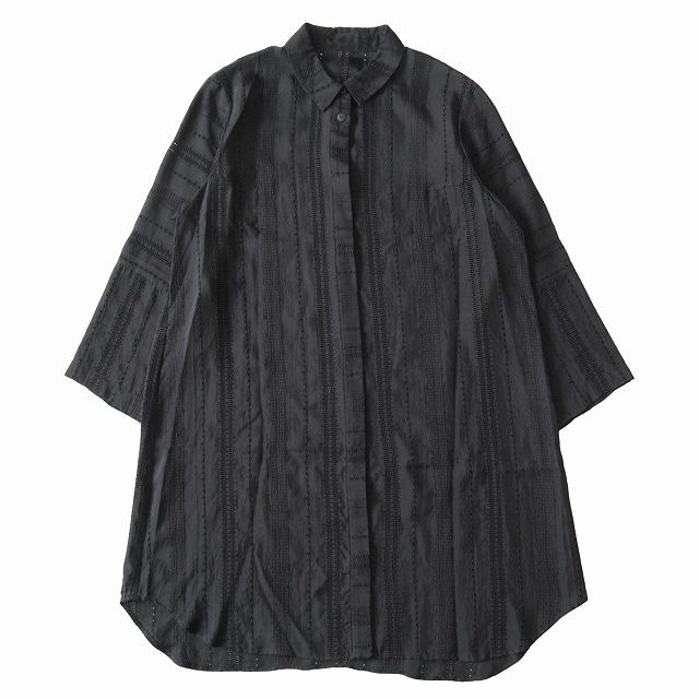 17SS ハート イッセイミヤケ Haat ISSEY MIYAKE シャツ フ ワンピース カットソー 刺繡 パンチング アーカイブ HA71FJ647 サイズ3 黒 ブラック レディース