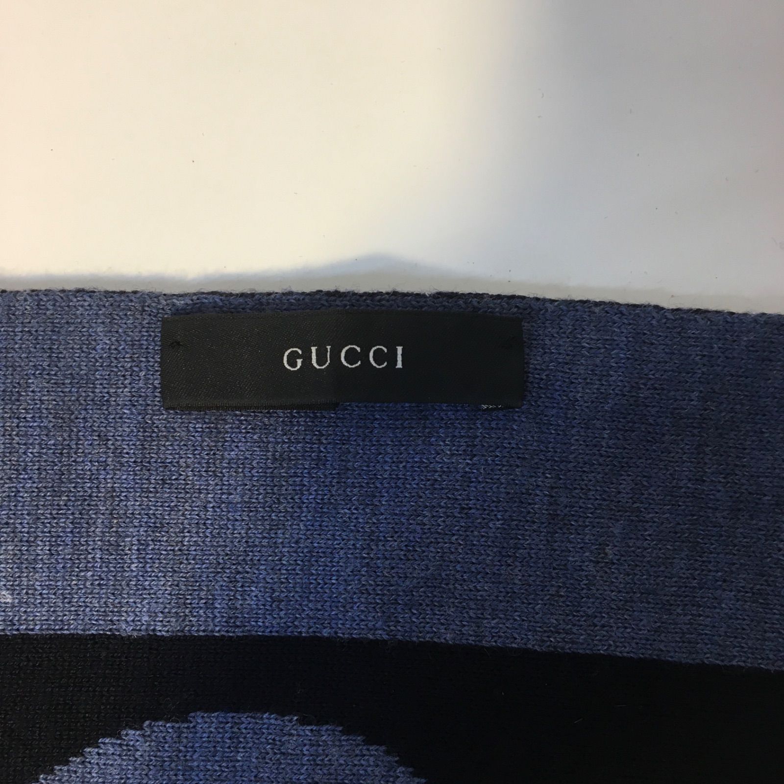 M1001-10-3 GUCCI グッチ マフラー ストール ネイビー ブルー