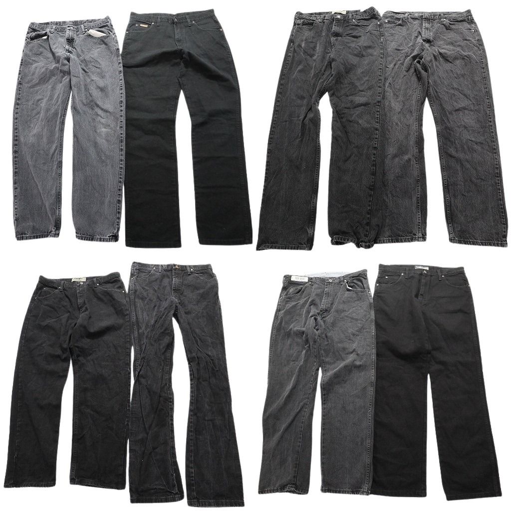 古着卸 Wrangler ラングラー ブラックデニム パンツ 8枚セット メンズ 36 フェード アメカジ 革パッチ 古着 NA3178
