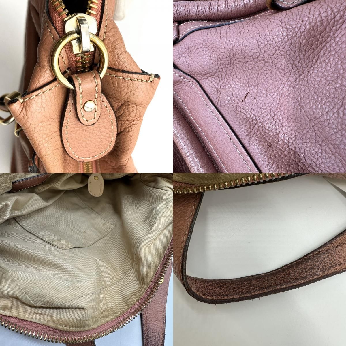 ピンクベージュ レザー クロエ　パラティ　2way ショルダー　ハンドバッグ Chloe クロエ パラティ ハンドバッグ ショルダーバッグ 2way