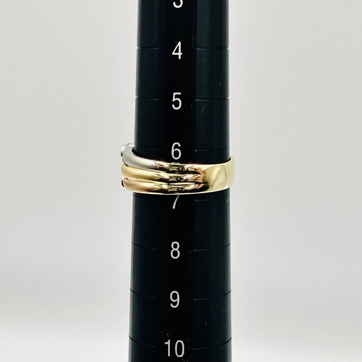 美品】 K18 Pt900 ゴールド プラチナ リング #7 3.9g 0.15ct 指輪 