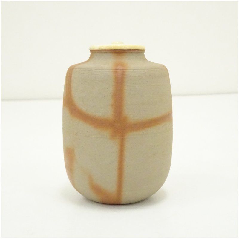 備前焼 木村陶峰造 火襷茶入（仕覆付）（保護箱） 茶入れ 茶道