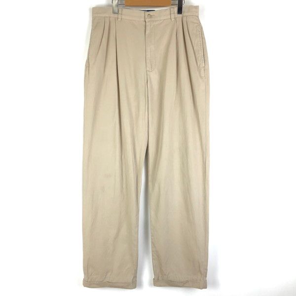 【古着】 RALPH LAUREN ラルフローレン チノパンツ ツータック HAMMOND PANT 薄手 ピーチ起毛 やや薄手 ベージュ系 メンズW32 【中古】 n059943