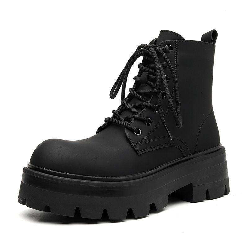 メンズ厚底マーティンブーツスタイリッシュブーツ Lace-up chunky sole Martin boots British boots メンズ レース