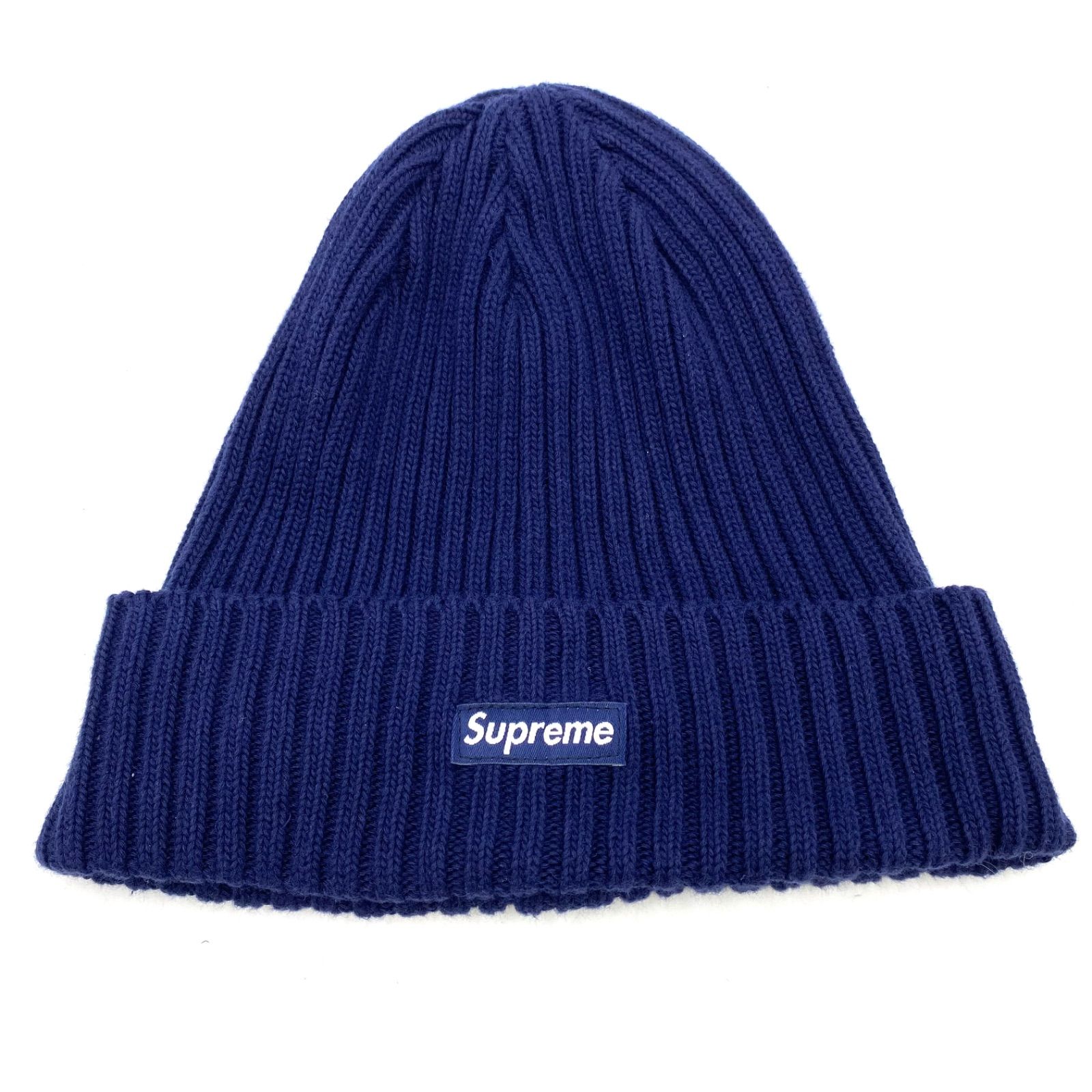 SUPREME ネイビー　ニット帽 ビーニー Supreme シュプリーム ビーニー 20AW スクリプトロゴ ルーズ