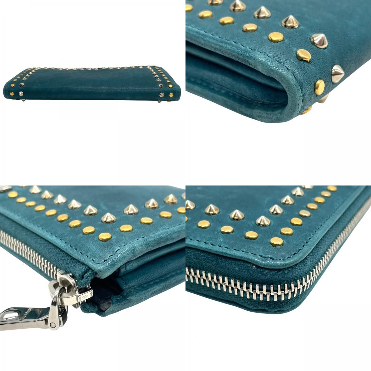 miu miu ミュウミュウ スタッズ 長財布 L字ファスナー レザー 本 miu miu ミュウミュウ スタッズ 長財布 L字ファスナー レザー 本