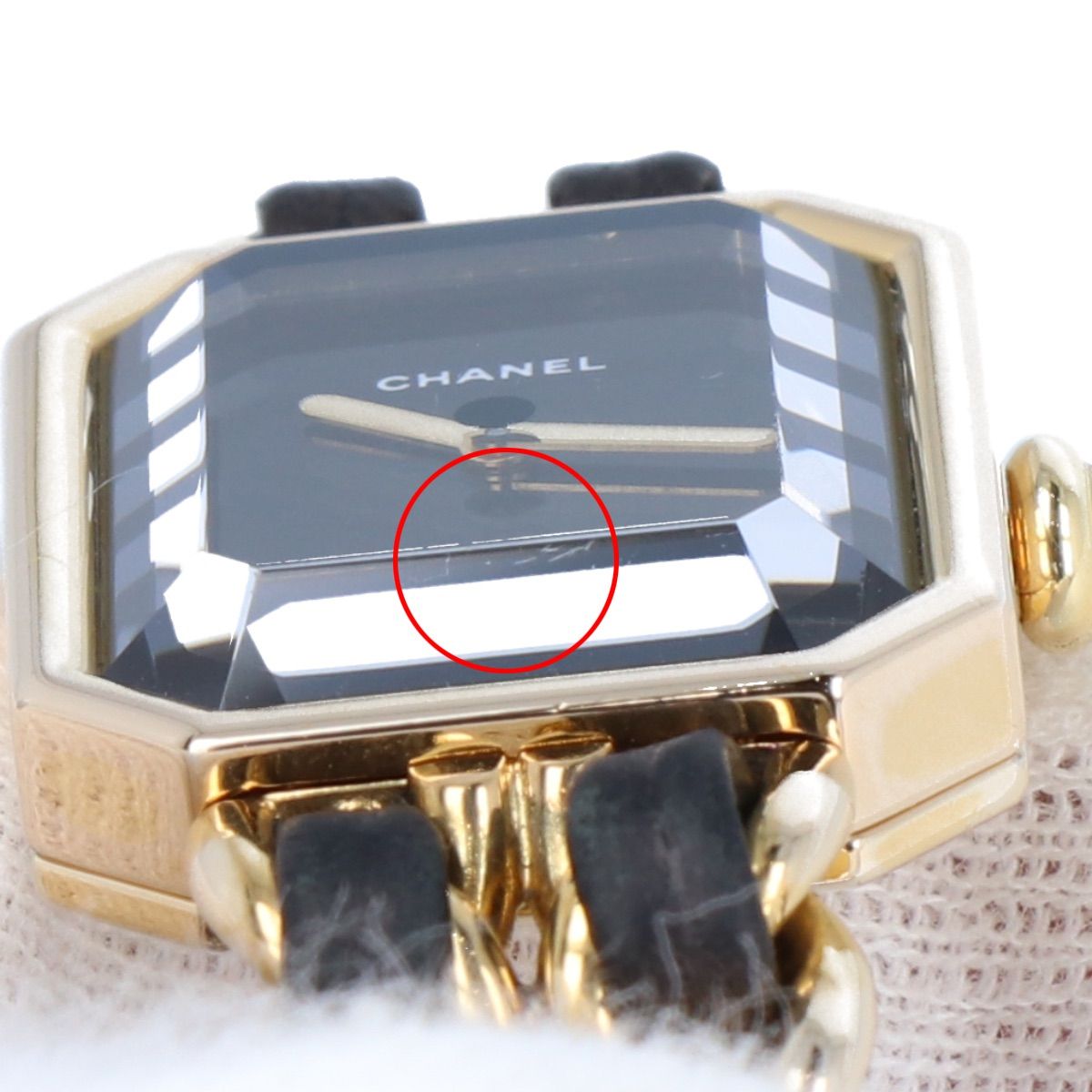 CHANEL】シャネル プルミエール L クォーツ H0001 GP レザー ブラック 