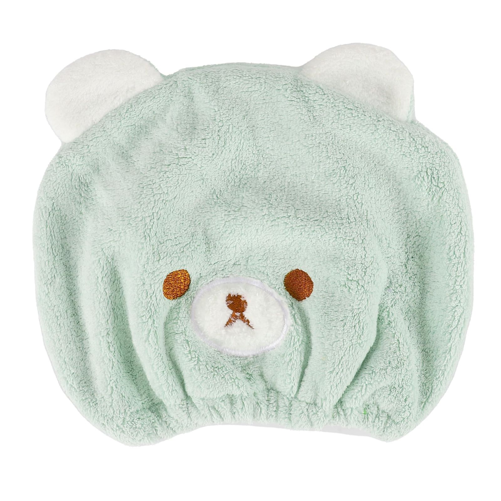 お風呂 プール 洗顔 ヘアタオル タオル ふわふわ 髪の毛 速乾 超吸水 クマちゃん タオルキャップ ヘアドライタオル 緑 VOCOSTE