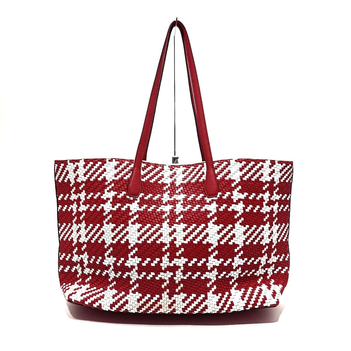 トリバーチレッド 編み込みデザイン バッグ TORY BURCH(トリーバーチ) トートバッグ 編み込み/2way レッド