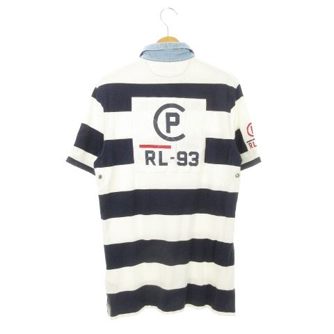 ポロ ラルフローレン POLO RALPH LAUREN ラガーシャツ ポロシャツ 半袖 デニム襟 RL-93 US-93 鹿の子 ボーダー S 紺 ネイビー |AH8 GY44