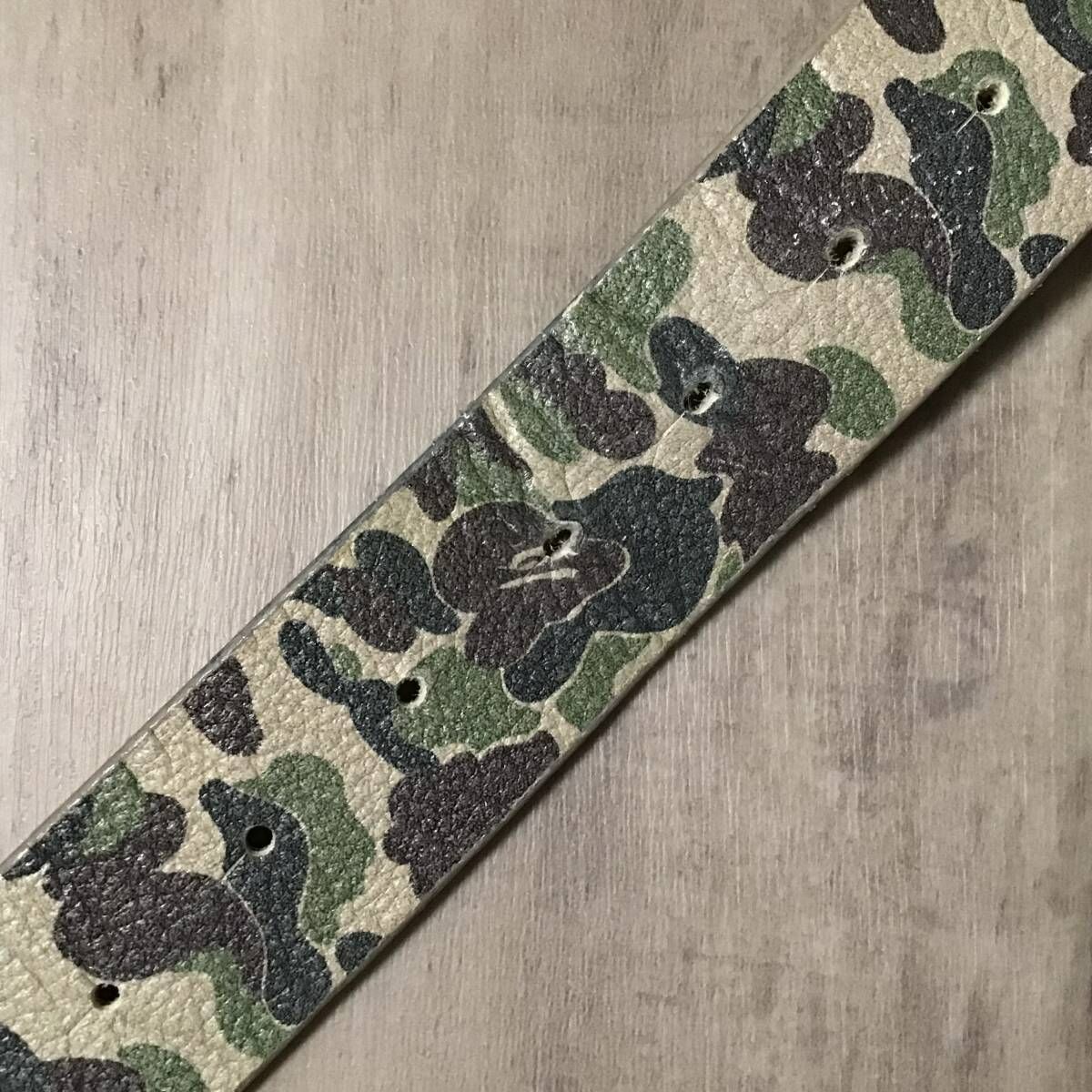 ABC camo green レザー ベルト Lサイズ a bathing ape BAPE
