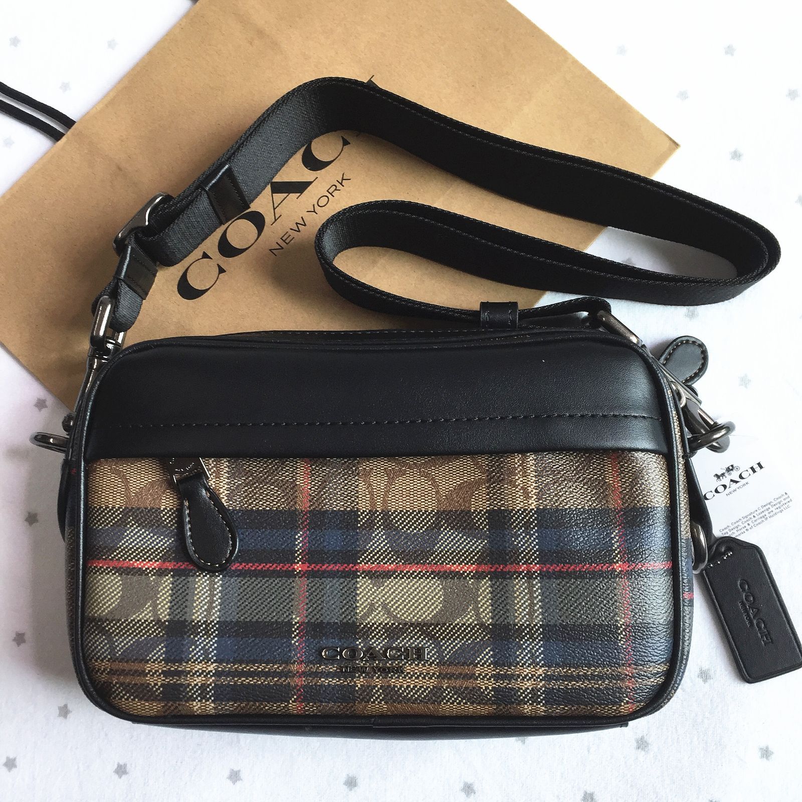 【セール中】COACH コーチバッグ F83024 チェック柄 ショルダーバッグ 斜めがけバッグ アウトレット品 保存袋付属 新品未使用