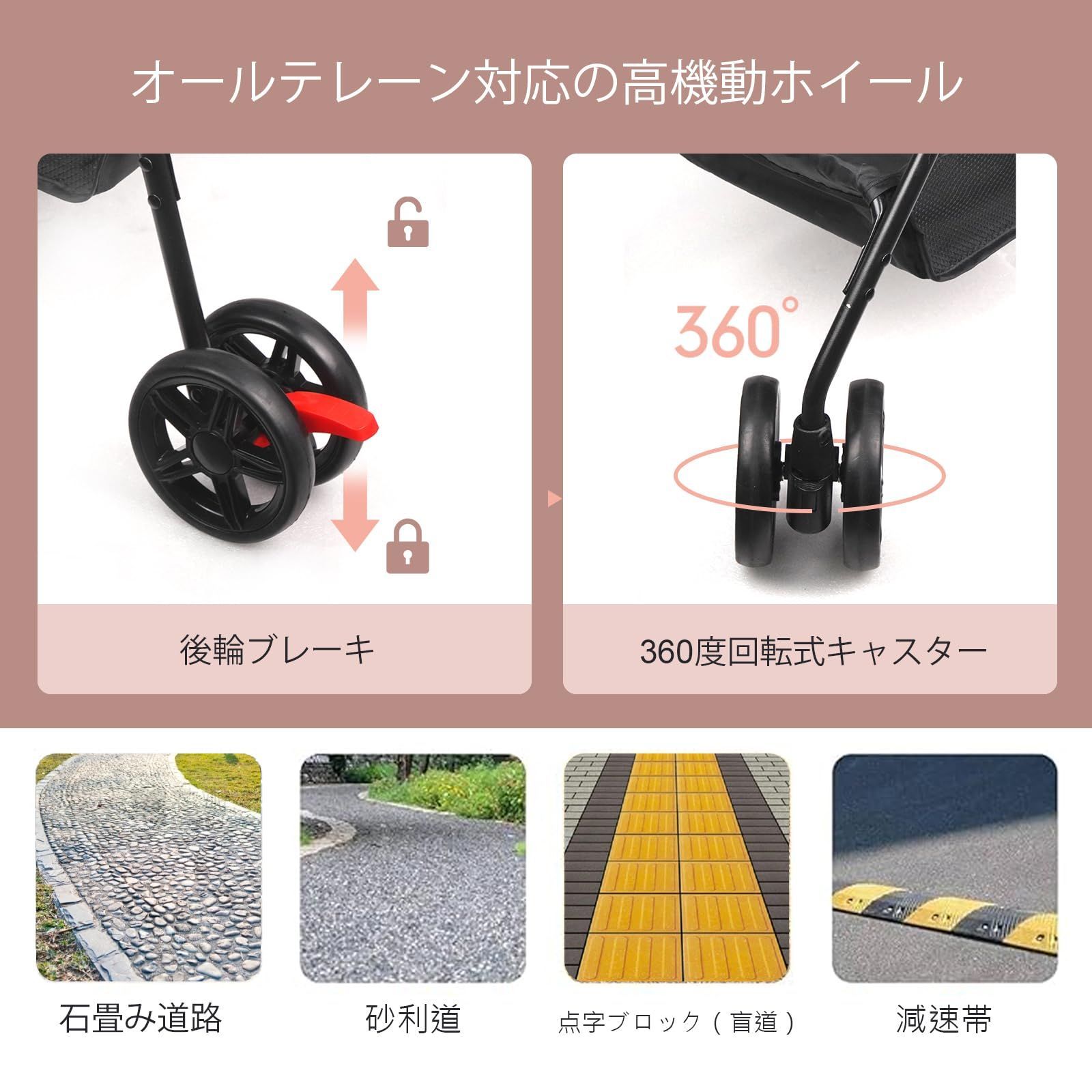JoPet ペットベビーカー 小型犬 猫 折りたたみカート 着脱式バスケット 軽量 グレー