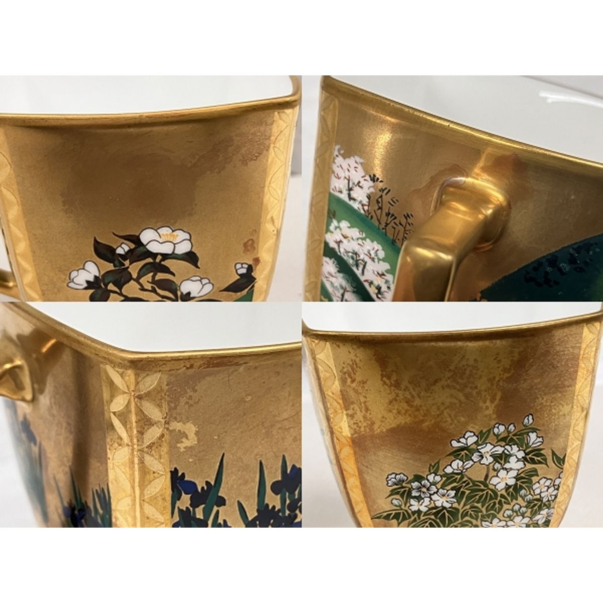 時代舊藏 時代物 琳派屏風絵 十二月花卉紋 カップ ソーサー