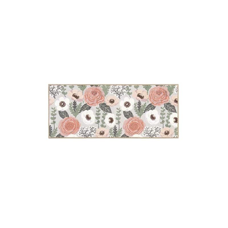 センコー S.D.S プランデフル キッチンマット 約50× 120cm グレージュ 花柄 抗菌 防臭 1