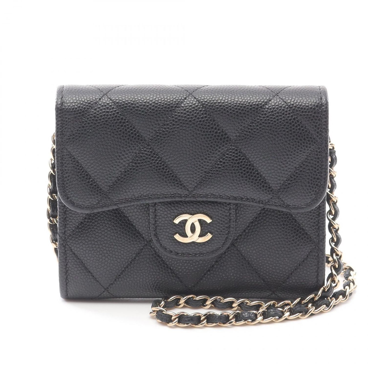 シャネル CHANEL ショルダーバッグ マトラッセ AP0238 ブラック レザー マトラッセ チェーン付コインケース レディース Used A