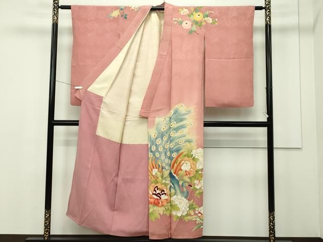 大正アンティーク　花活け 平和屋本店□極上 アンティーク 大正ロマン 訪問着 駒刺繍 孔雀