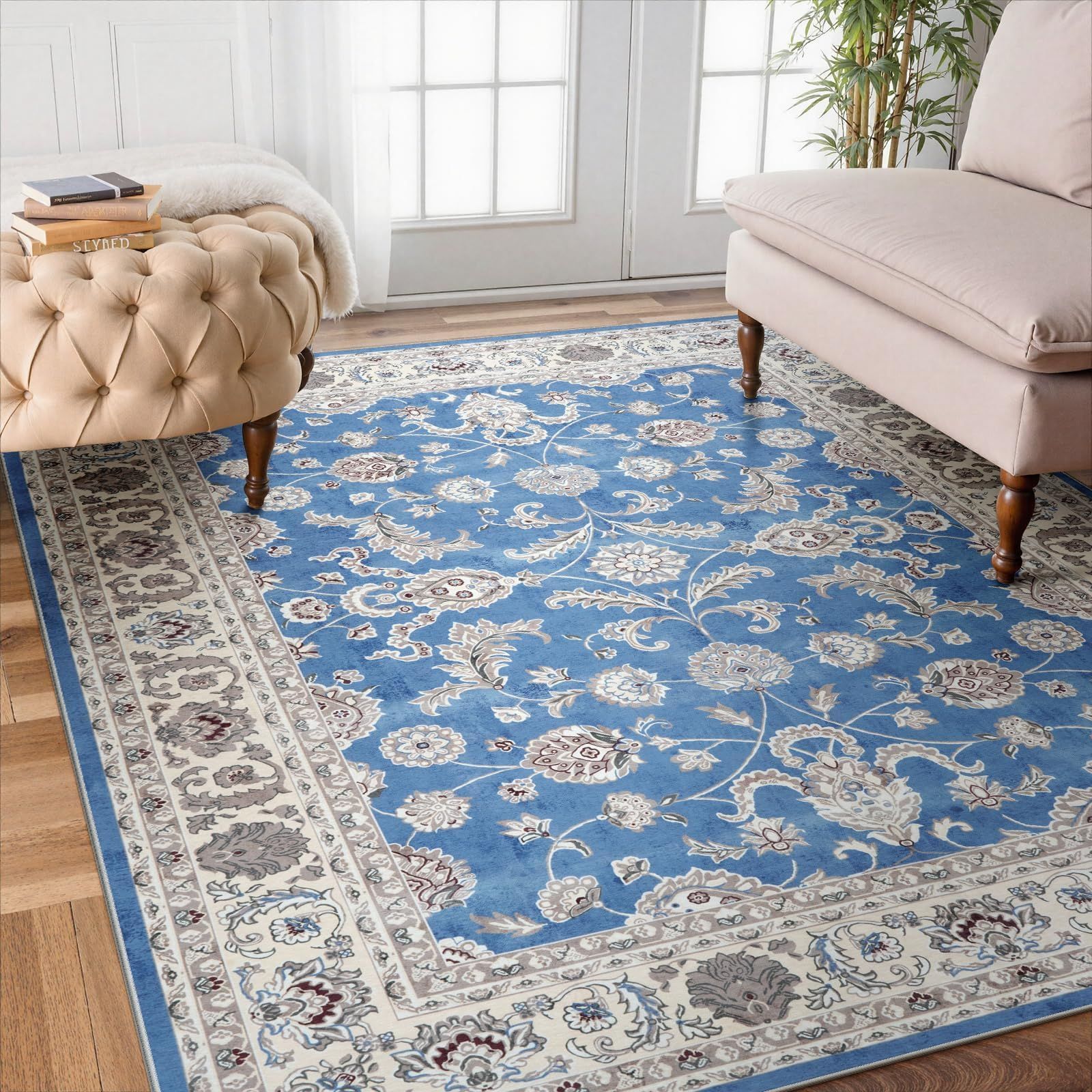 新品！ペルシャカーペット 新品未使用カーペット ペルシャ絨毯風 ラグ マット 洗える 花柄 滑り