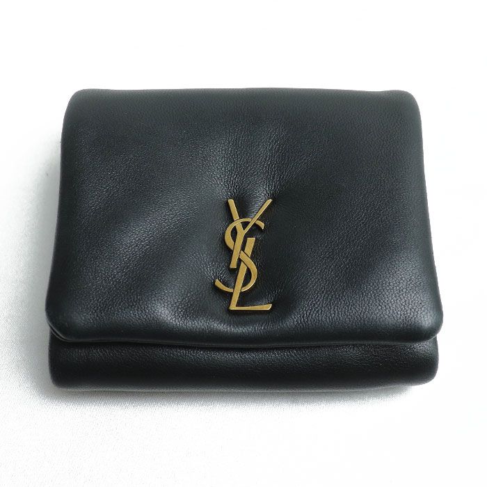 SAINT LAURENT PARIS サンローランパリ カリプソ コンパクトウォレット 三つ折り財布 ブラック 764000AACX71000  レディース 中古 - メルカリ