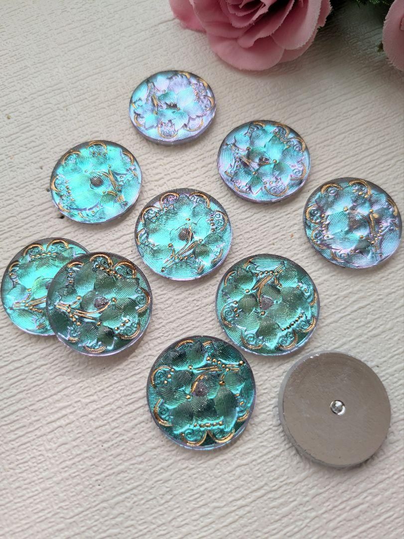 10個 まとめ売りチェコガラスボタン チェコ チェコガラスボタン 手芸