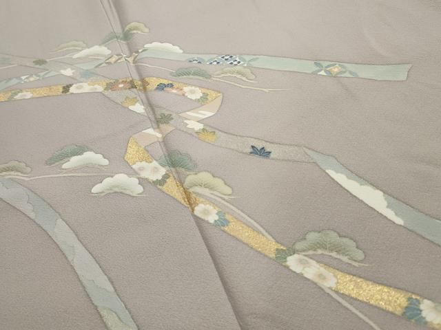 平和屋着物□訪問着 熨斗草花文 金彩 正絹 逸品 AAAU3475ru