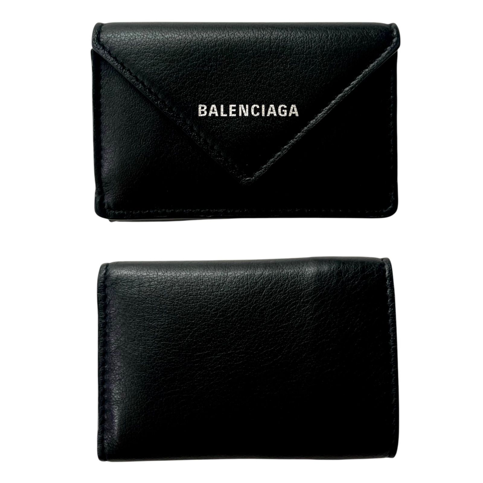 BALENCIAGA バレンシアガ ペーパーミニウォレット ブラック　黒 BALENCIAGA バレンシアガ 財布 三つ折り ペーパー ミニ