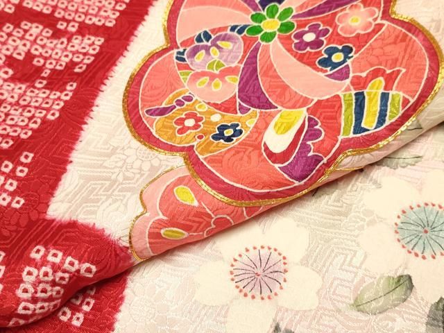 平和屋着物[]七五三 女の子 3歳 祝着 三つ身 長襦袢セット 駒刺繍