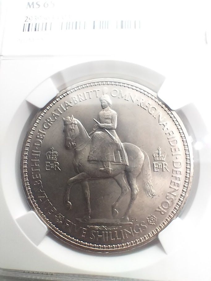 NGC MS63 1953 イギリス Crown 戴冠式 未使用 NGC MS65 1953年 英国戴冠記念 クラウン白銅貨 イギリス