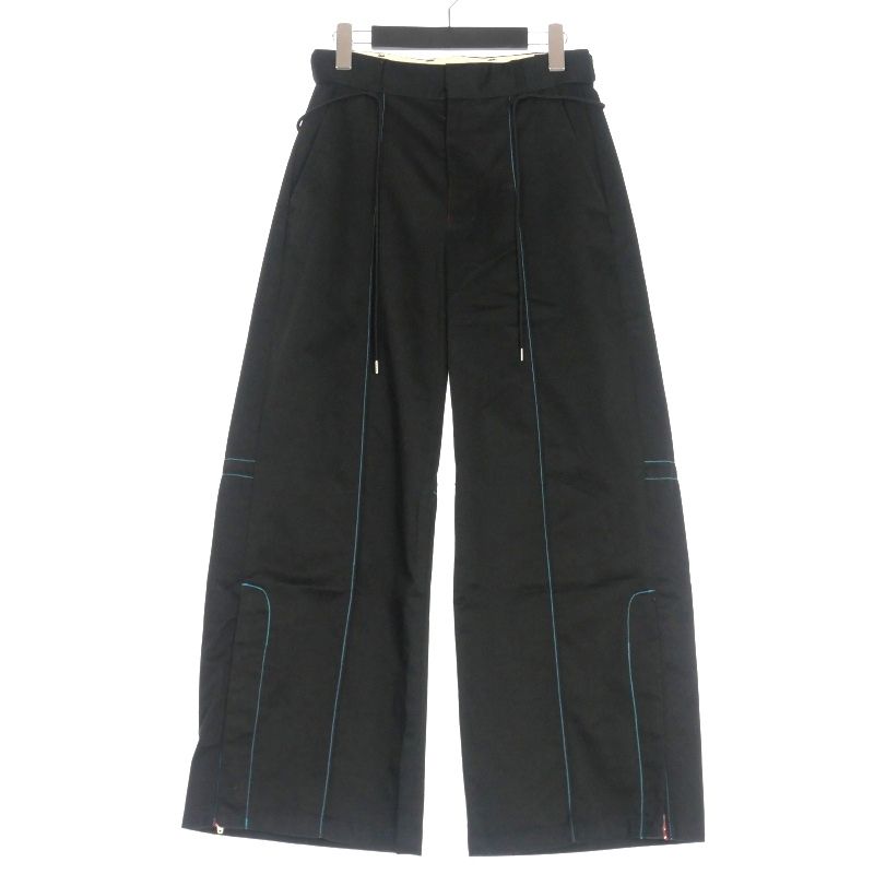 シュウマン SYUMAN 23S Skate pants type Wide ワイドパンツ 1 ブラック 黒 YO-B23ss-13