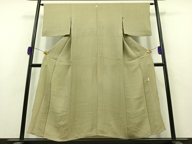 平和屋着物▽上質な紬 単衣 縞 正絹 逸品 AABC6185jh