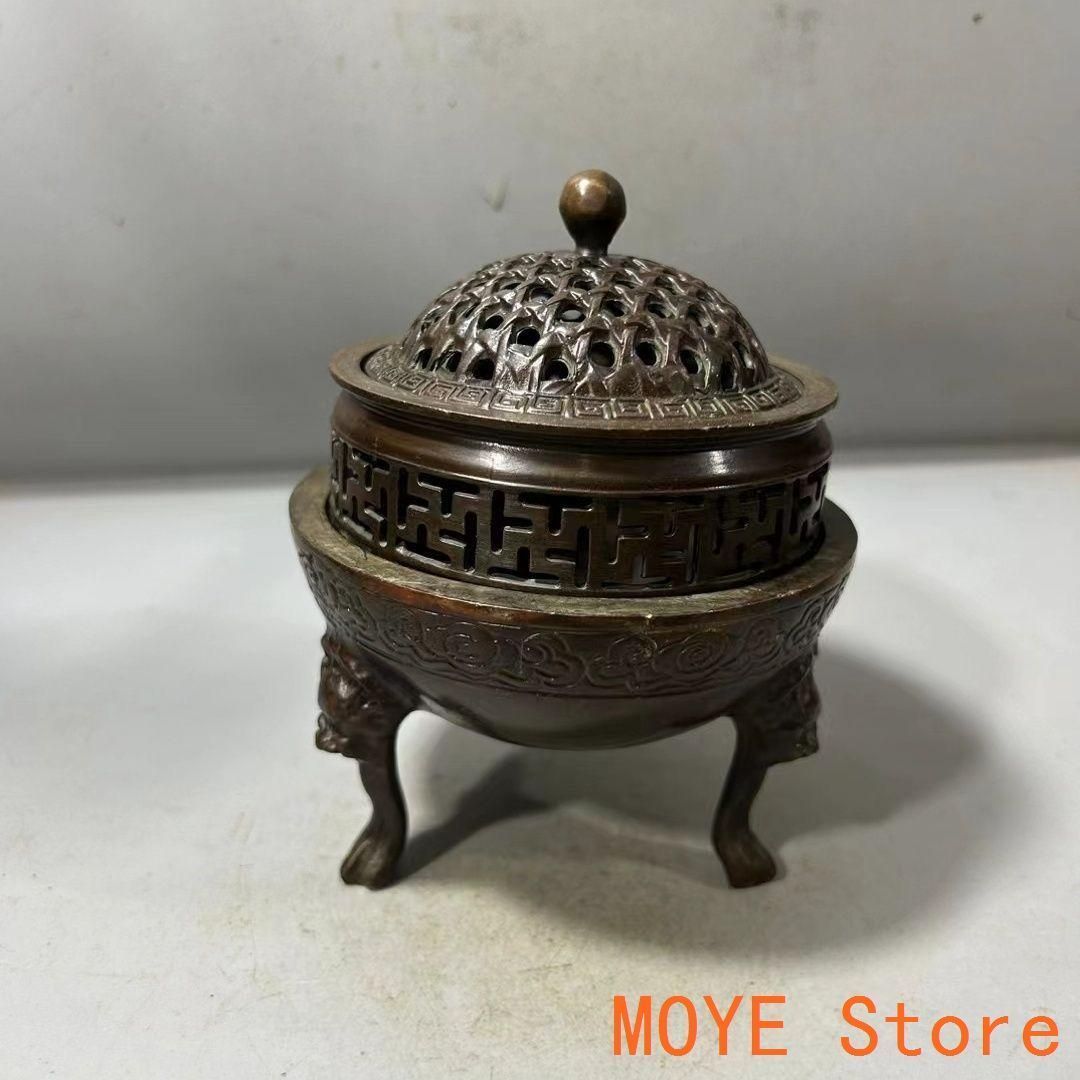 銅器 三層獅足祥雲紋薫香炉 茶道檀香炉 盤香炉 仏具 工芸品 置物 銅器 三層獅足祥雲紋薫香炉 茶道檀香炉 盤香炉 仏具 工芸品 置物