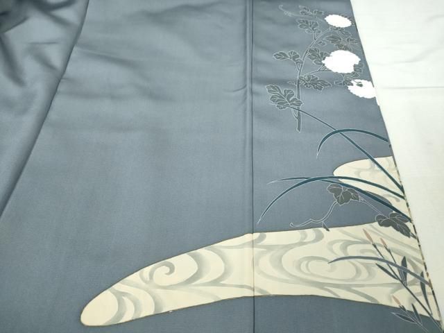 平和屋着物□豪華黒留袖 駒刺繍 扇面花鳥文 金彩 正絹 逸品