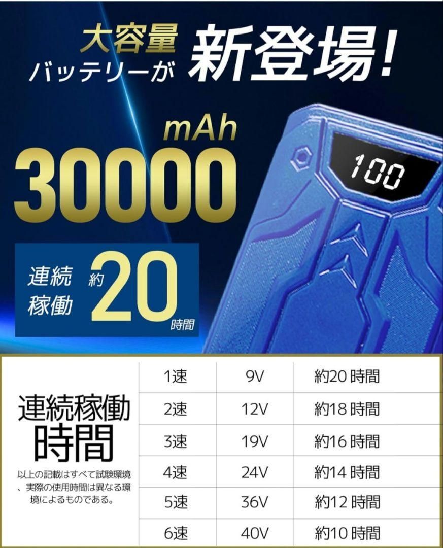 大特価】ファンバッテリーセット 40V/30000mAh 空調作業服 PSE認