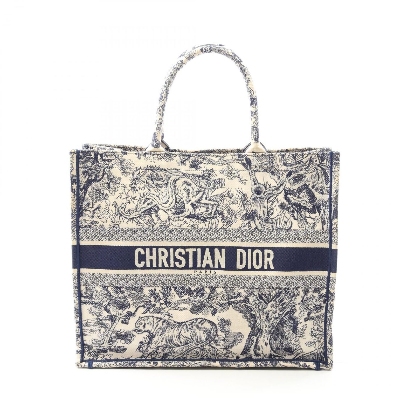Dior ロゴトートバッグ ベージュ ネイビー ディオール Dior トートバッグ BOOK TOTE ブックトート ラージ