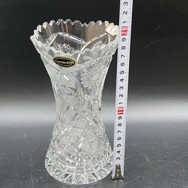 A305 クリスタルガラス 花瓶 CRYSTAL ROSE ポーランド製 Irena