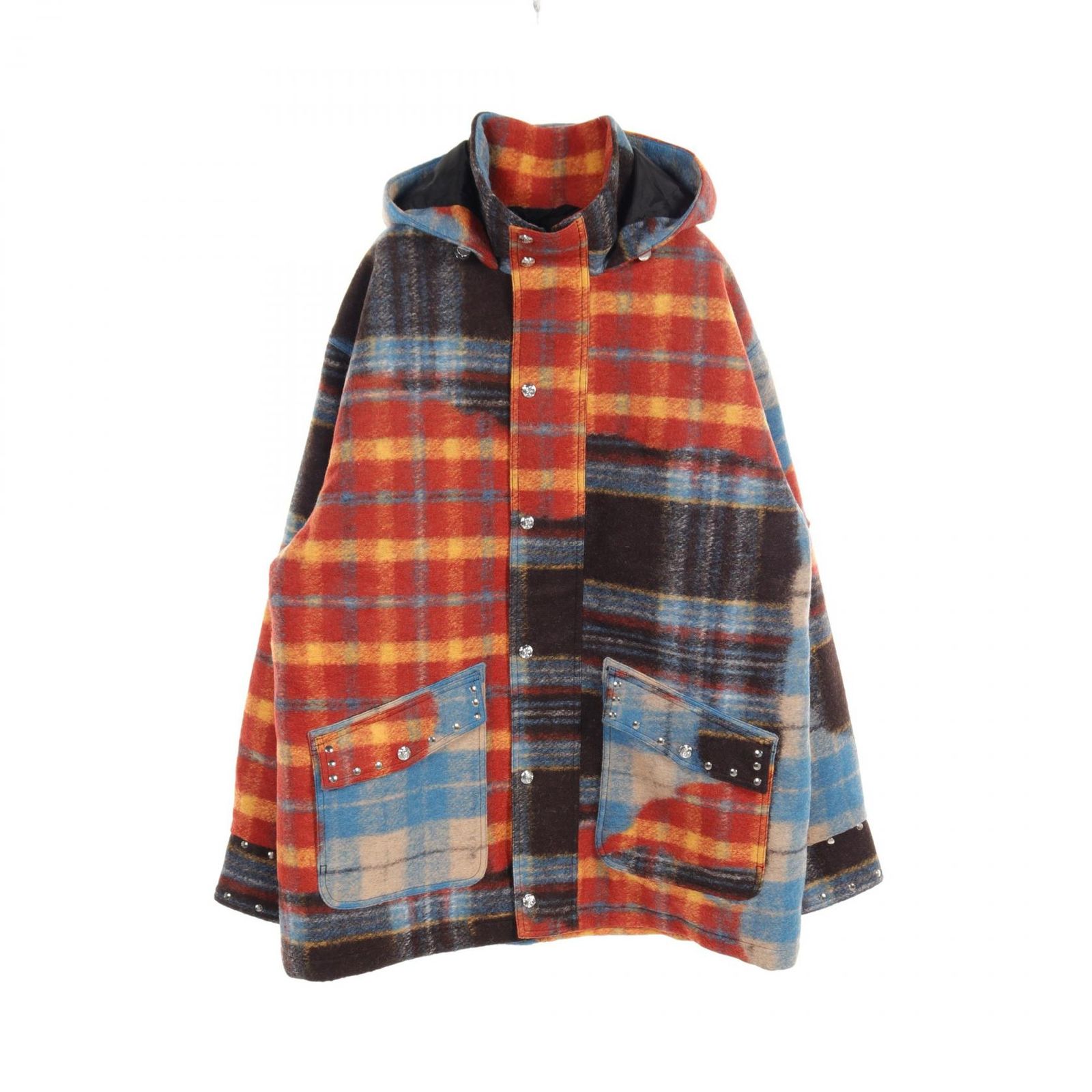BLUE MARBLE ブルーマーブル Studded tartan wool parka その他コート