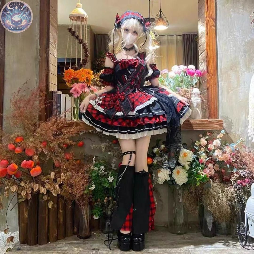 ♥ Loli Cat アイドル ステージ衣装 フルセット ゴスロリ 赤黒 チェック