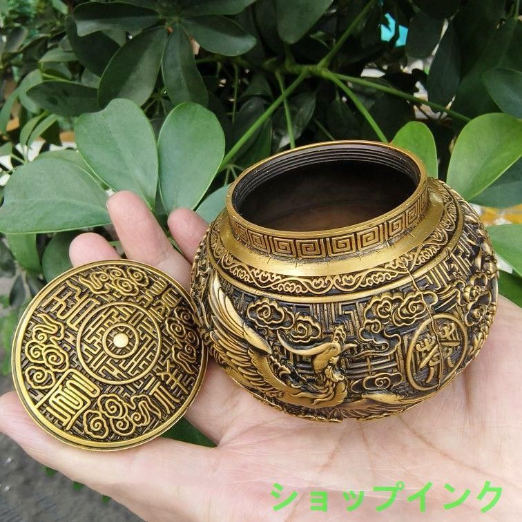 銅 細工 龍鳳 荼葉壺 装飾品 工芸品 美術品 置物 - メルカリ