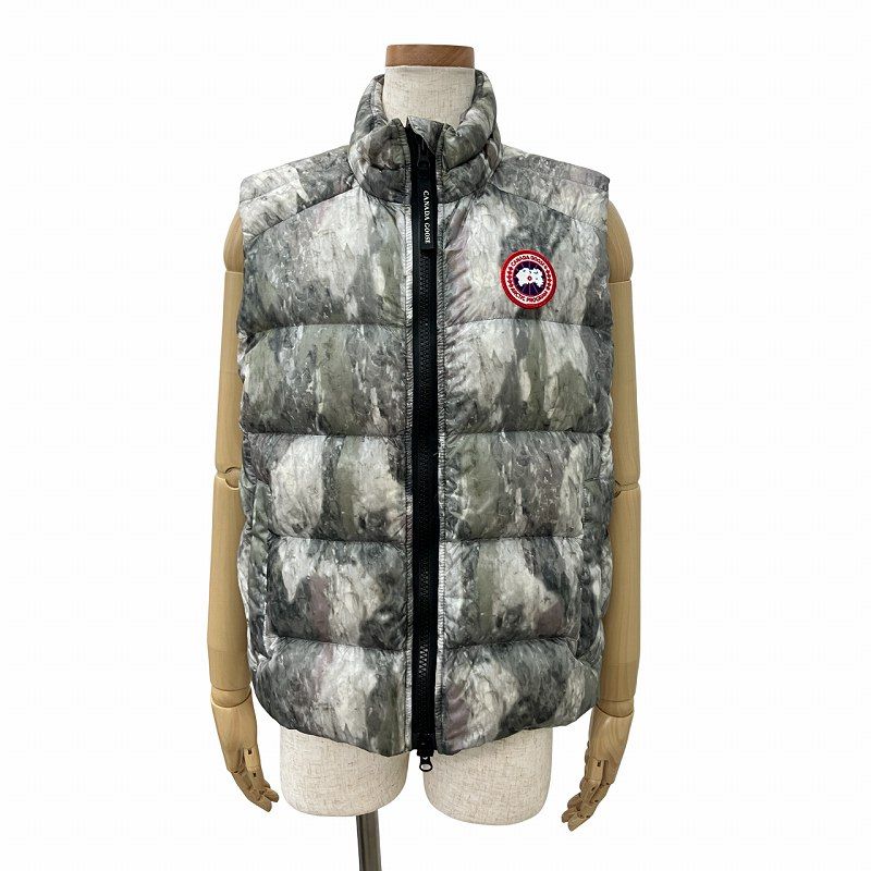 カナダグース CANADA GOOSE Cypress Vest ダウンベスト 総柄 ロゴ ダブルジップ 2237LP S グレー系 マルチ |VU□ 0427