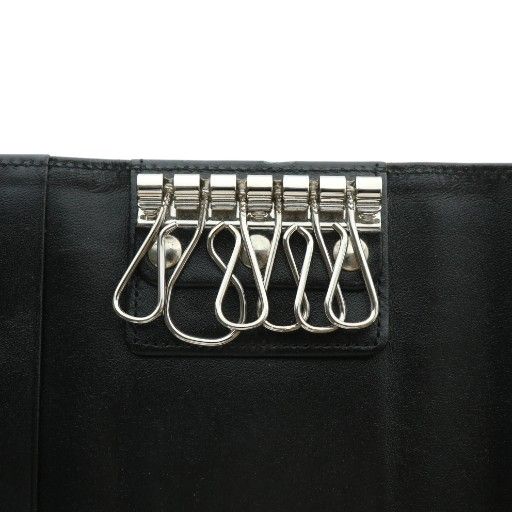 MONT BLANC レザーキーケース ブラック モンブラン MONT BLANC キーケース 三つ折り 6連 レザー ロゴ 黒