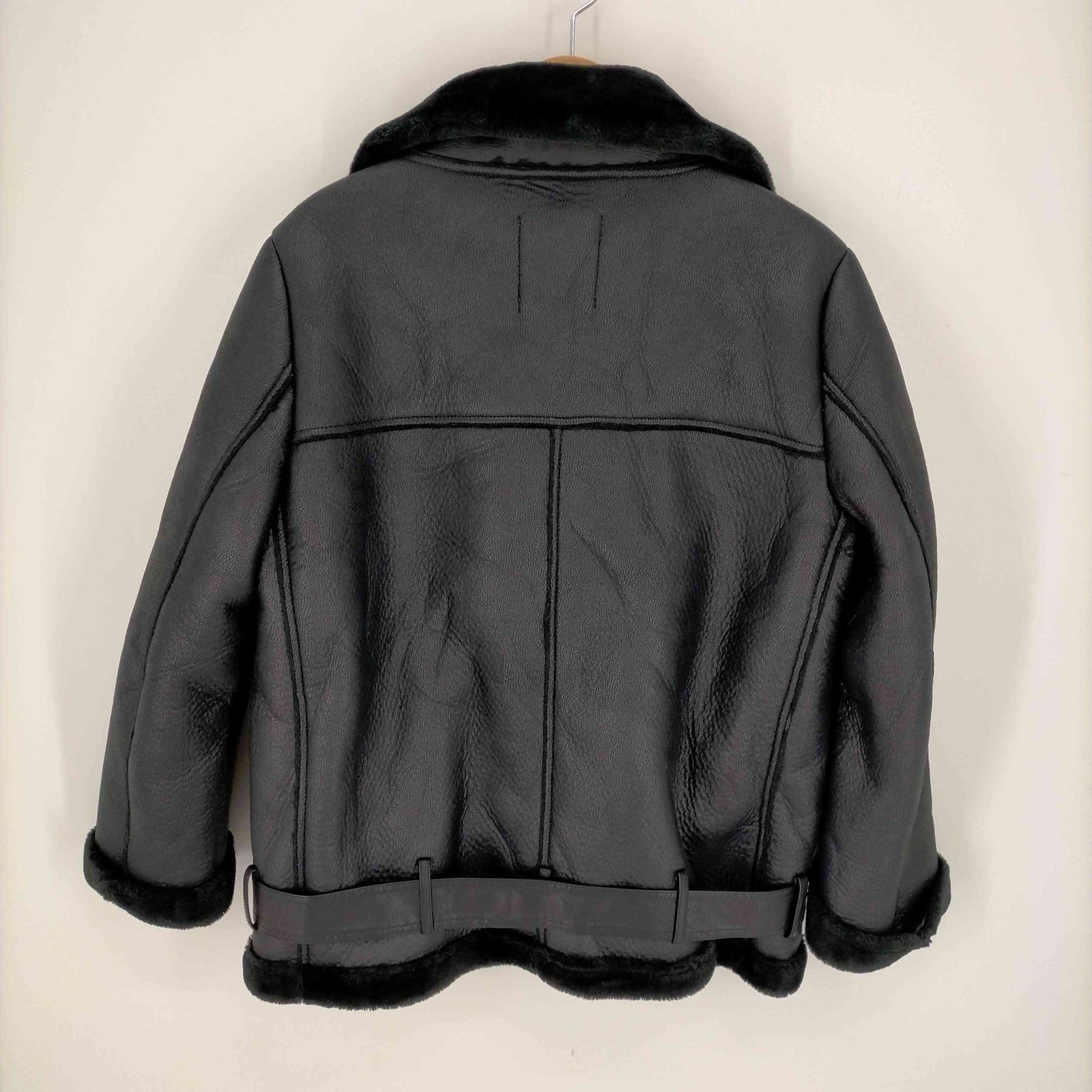 ⭐美品⭐ZARA ザラ ムートン ボア　ダブルライダースジャケットブラック M 美品 ZARA ダブルライダースジャケット フェイクムートン ボア M