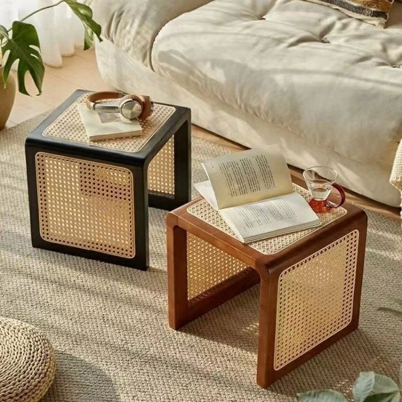 スツール ラタンスツール ラタンチェア 天然木 籐編み 幅35cm 多機能