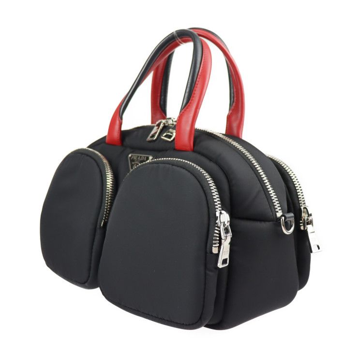 PRADA プラダ ハンドバッグ 1BB062 ナイロン レザー ブラック レッド