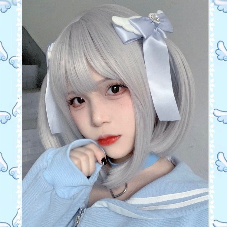 ヘアクリップ リボン 天使界隈 ヘアアクセサリー サブカル 水色系統